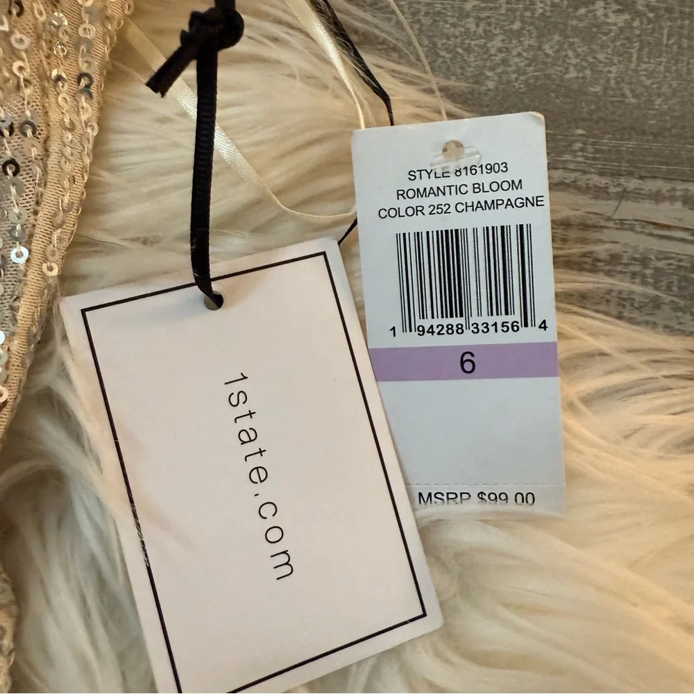 1.State | Champagne Sequin Mini Slip Dress NWT - Picture 7 of 9